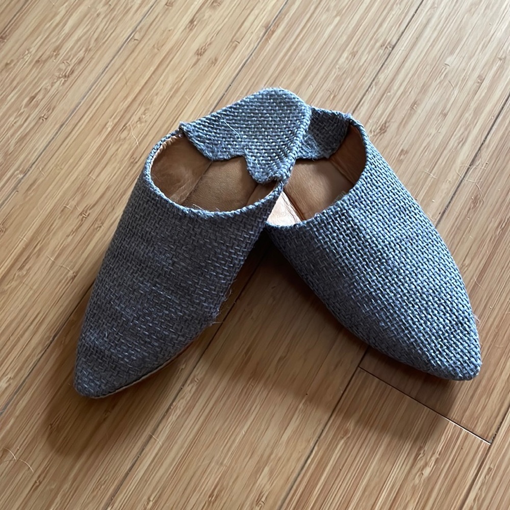 Grey Moroccan style slippers